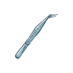 Hand drawn stomatology attribute. Professional dental tool vintage vector illustration  isolated on white background. Equipment for orthodontists.