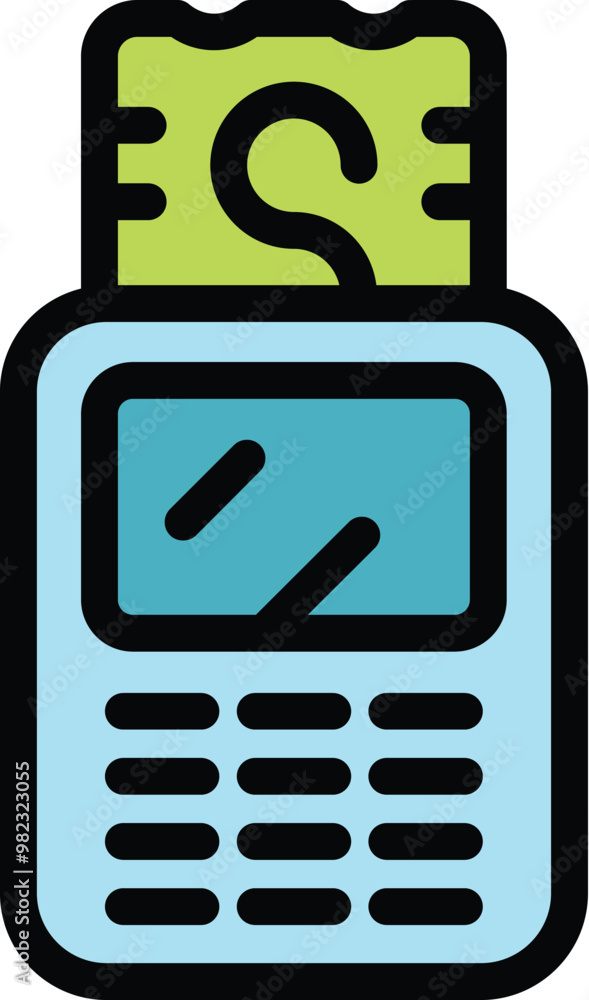 Poster blue pos terminal accepting contactless payment with a credit card using nfc technology