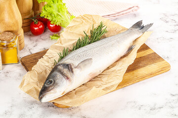 Raw seabass fish for cooking