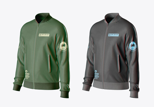 Men's Zipped Bomber Jacket Mockup