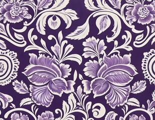 Norwegian Scandinavian rosemaling traditional handpainted folk art in bright purple floral pattern