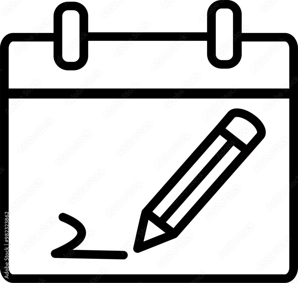 Poster sketch with pencil on paper icon. note symbol. replaceable vector design.