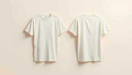 Mockup Plain Cream T-Shirt Front and Back