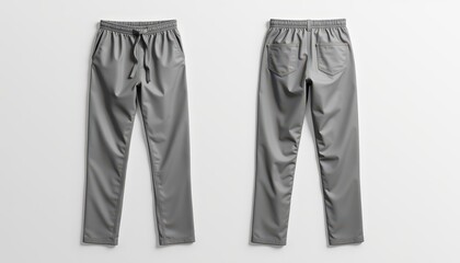 Mockup Plain Gray Trousers Front and Back