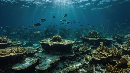 Fototapeta premium The underwater remains of Atlantis offer a rare glimpse into the faded elegance of a once-thriving city