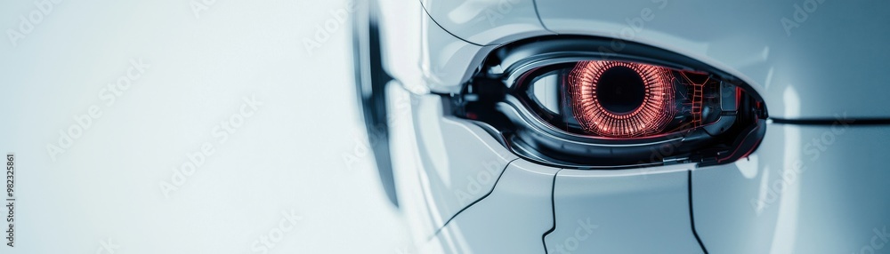Poster futuristic robot eye showcasing advanced technology and intricate design, symbolizing innovation in 