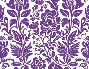 Norwegian Scandinavian rosemaling traditional handpainted folk art in bright purple floral pattern