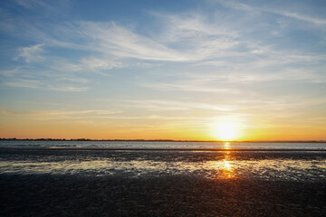 Sunset over a beach in the South of England