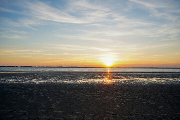 Sunset over a beach in the South of England