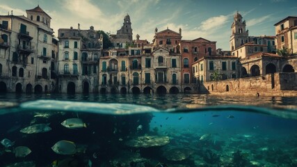Naklejka premium The underwater remains of Atlantis provide an enigmatic view into a civilization now buried beneath the waves