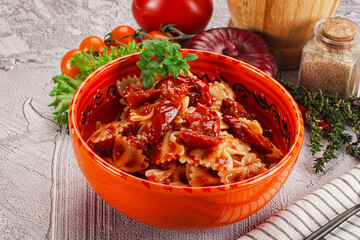 Italian pasta with dry tomato