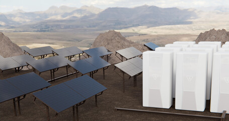 Concept energetic technology. Dawn of new renewable energy technologies. Modern, aesthetic, and...