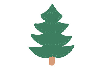 Handdrawn Christmas tree. Christmas doodle tree vector illustration isolated on a white background.