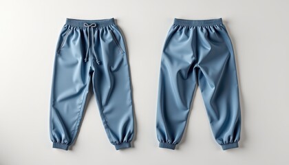 Mockup Plain Slate Blue Pants Front and Back