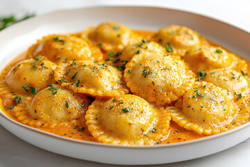 Pumpkin sauce with ravioli