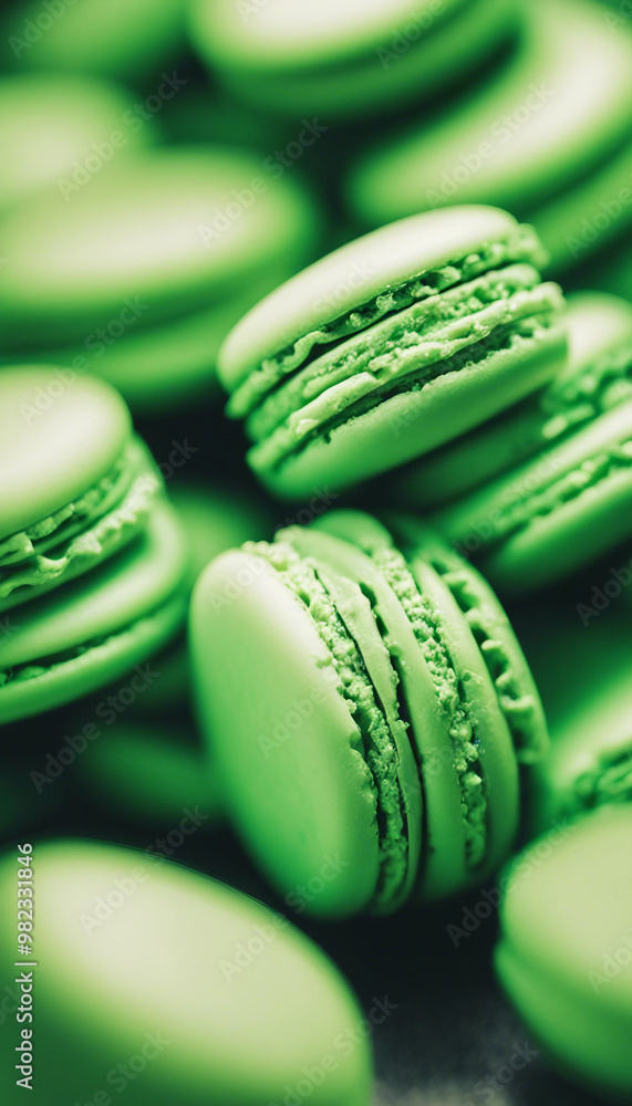 Poster green macaroons macro pattern vertical