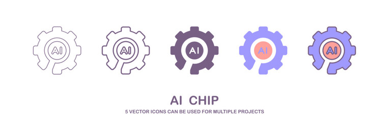 AI Processor vector icon for websites and mobile minimalistic flat design. Artificial intelligence AI processor chip icon