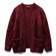 Burgundy cardigan isolated on white background