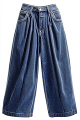 Full-length barrel jeans isolated on a white background
