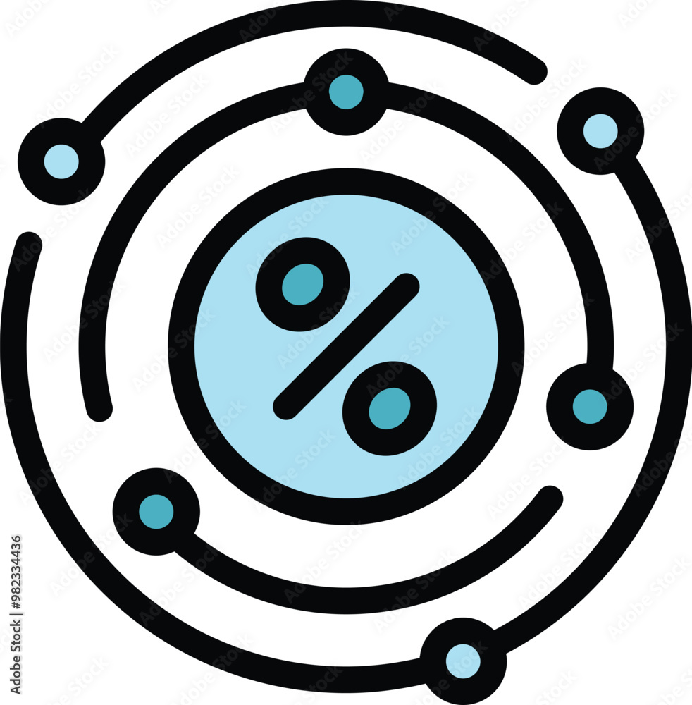 Poster global interest rate increasing concept is illustrating by percentage sign connecting to global netw