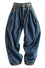Full-length barrel jeans isolated on a white background