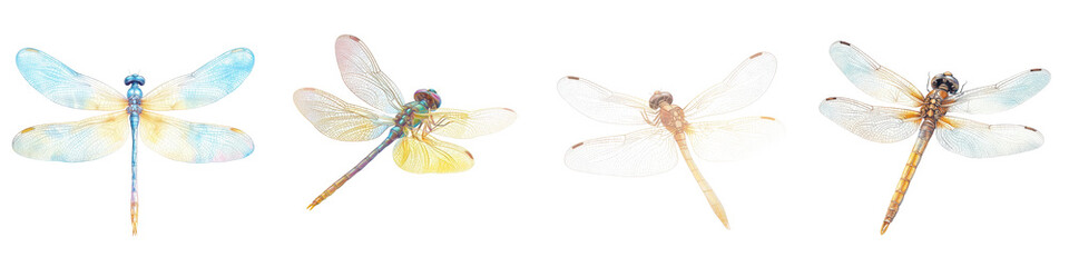 Vibrant Dragonflies in Nature   Delicate Winged Creatures Soaring Through Scenic Environments  Closeup macro photography showcasing the intricate details patterns
