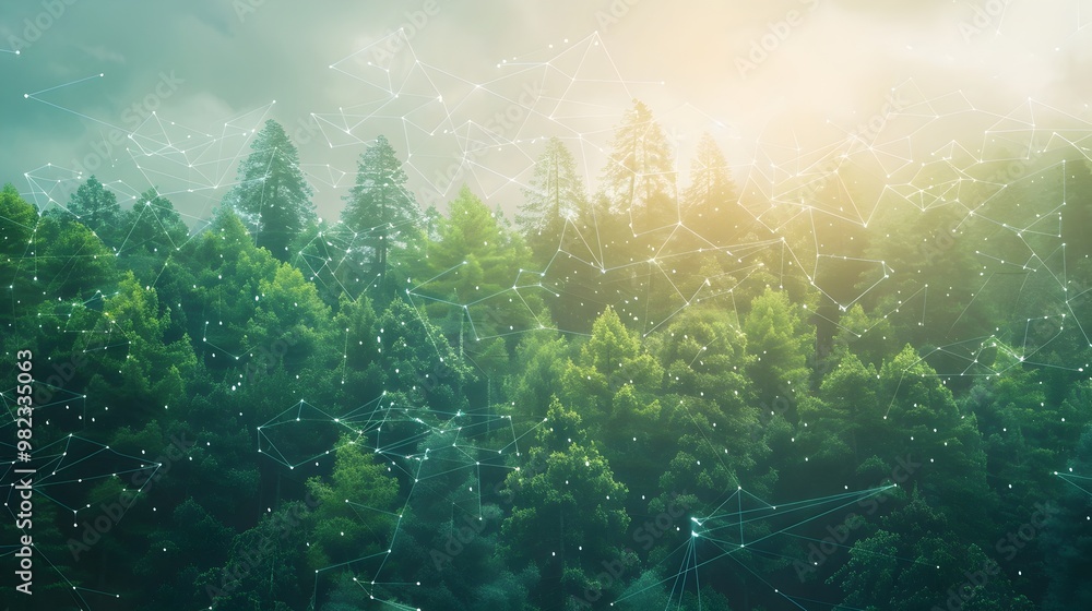Aufkleber sustainable forest management system monitoring tree health and optimizing reforestation efforts