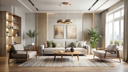 minimalist living room with a sophisticated, beautiful design.