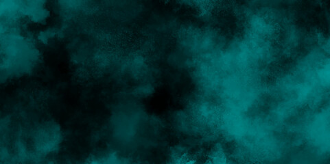 abstract cloud and vapor texture background. Black and teal smoke aquarelle smudge illustration smooth grungy smokey light pastel colors ink glow. Teal color powder explosion	