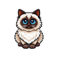 A detailed ragdoll cat plushie with soft fur and big blue eyes.