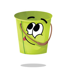 bucket mascot for gardening illustration. happy expression