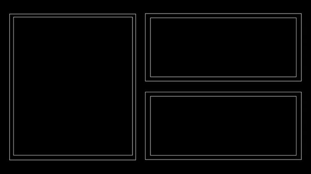 HUD  frames elements animation. White lines on a black background 4K video