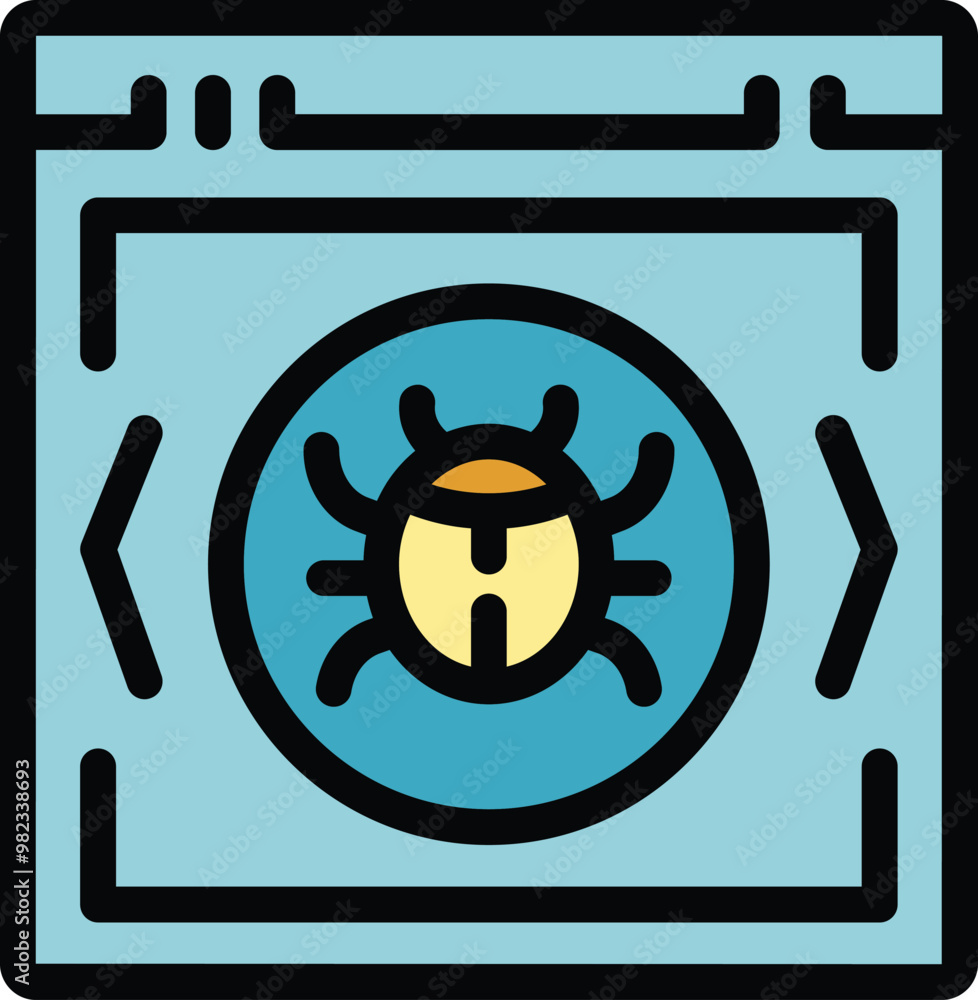 Poster website malware bug infecting system icon in colorful filled outline style for apps and websites
