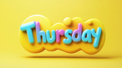Thursday 3d letters word on colorful background