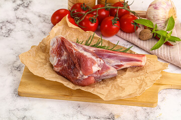 Raw lamb shank for cooking