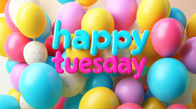 happy tuesday 3d letters words on colorful background