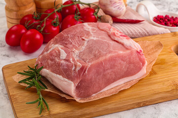 Raw pork meat piece for cooking