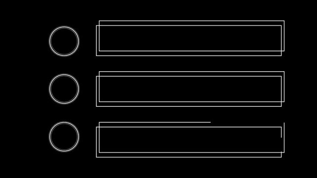 HUD  frames elements animation. White lines on a black background 4K video