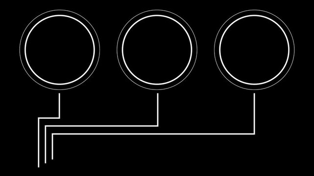 HUD  frames elements animation. White lines on a black background 4K video