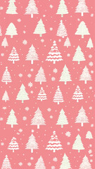 Festive pink Christmas tree pattern