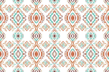 Oriental ethnic seamless pattern traditional background Design for carpet, wallpaper, clothing, wrapping, batik, fabric, Vector illustration embroidery style.