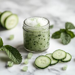 Refreshing Cucumber Mint Sugar Scrub in a Jar