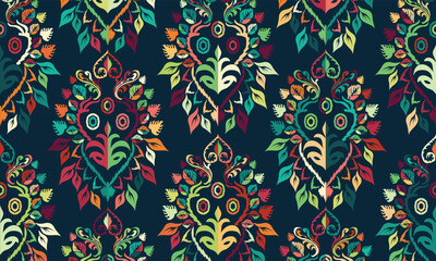 Ethnic Seamless pattern Ikat geometric Indian style.Tribal ethnic vector texture. seamless striped pattern in Aztec style.Indian,Gypsy,African rug. Bohemian.