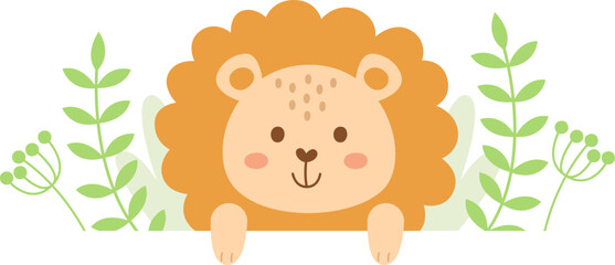 Cute Peeking Hedgehog With Leaves