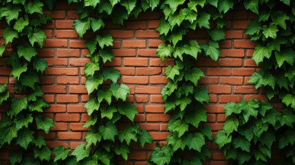 A charming old brick wall adorned with lush