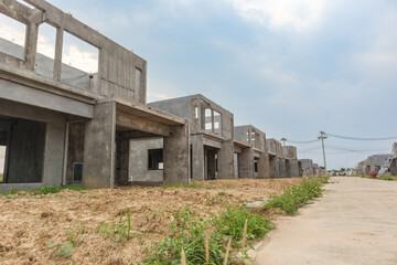 construction residential new house with prefabrication system in progress at building site