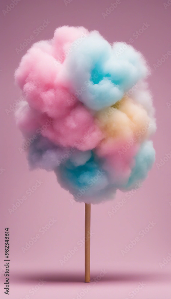 Poster rainbow cotton candy object isolated on transparent background blank mockup design template layout s