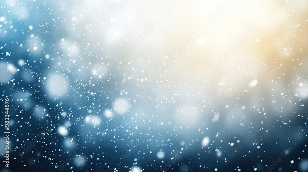 Poster A serene winter scene featuring gentle snowfall, creating a calming atmosphere with soft light and dreamy colors.