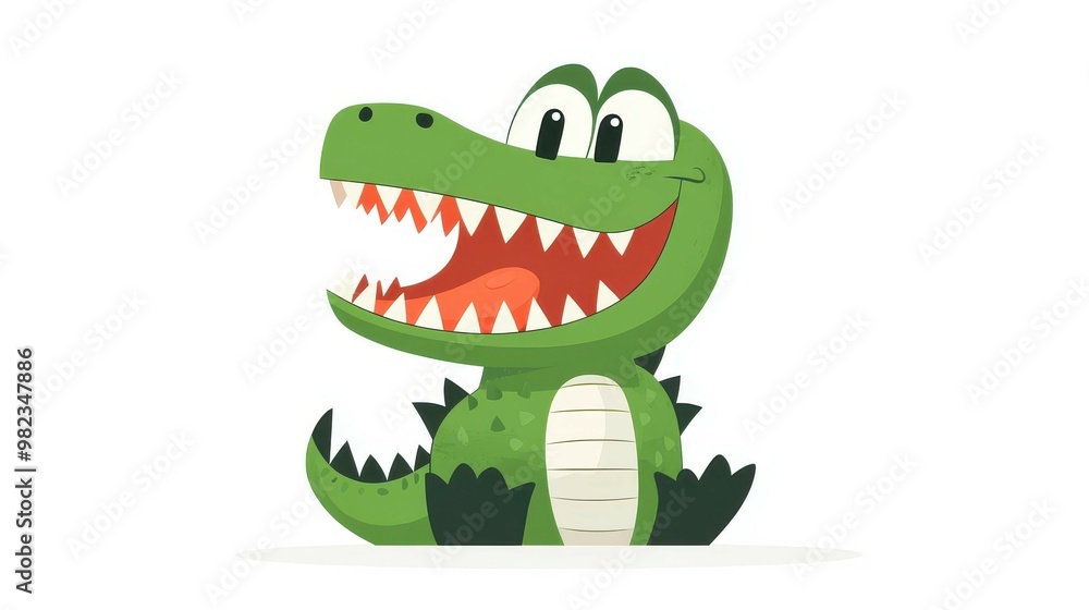 Sticker A sleek and simple crocodile illustration in minimalist style, featuring an open mouth and a clean, basic design.