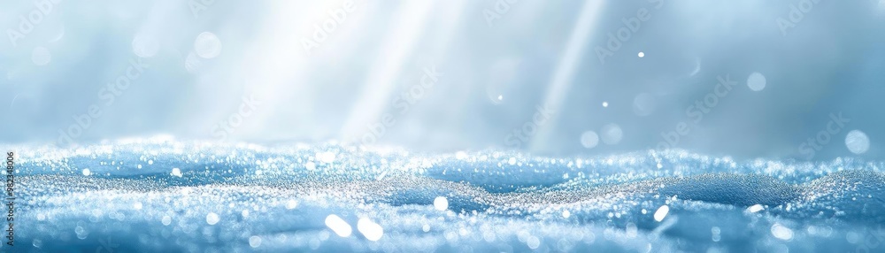 Poster a serene blue background featuring soft water droplets and light reflections, perfect for tranquil a